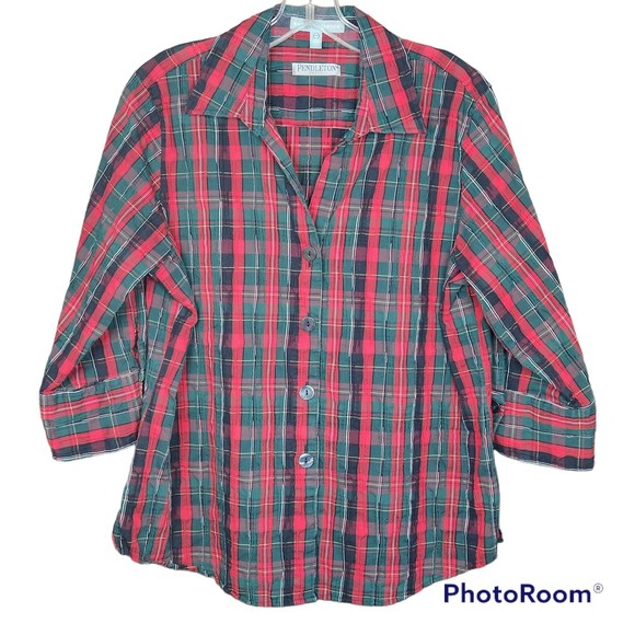 Pendleton Petite Shaped Stretch Woman’s Button Down Plaid Shirt Size 14P - Picture 1 of 3